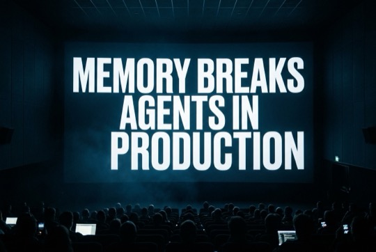 An AI-generated image of a talk title shown on a large, dimly lit conference screen above a silhouetted audience.